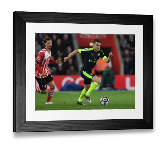 Framed Print : Ramsey Surges Past Gabbiadini: Southampton vs. Arsenal, Premier League 2016-17 Framed Print : Ramsey Surges Past Gabbiadini: Southampton vs. Arsenal, Premier League 2016-17