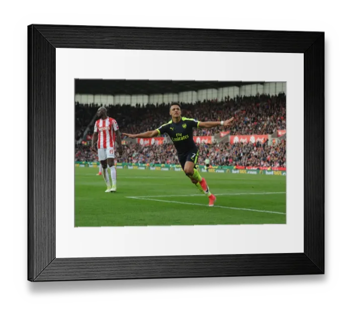 Framed Print : Alexis Sanchez's Triumph: Arsenal's Third Goal vs Stoke City (2016-17) Framed Print : Alexis Sanchez's Triumph: Arsenal's Third Goal vs Stoke City (2016-17)