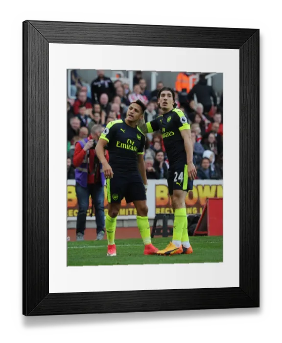 Framed Print : Alexis Sanchez and Hector Bellerin Celebrate Goal: Stoke City vs. Arsenal, Premier League 2016-17 Framed Print : Alexis Sanchez and Hector Bellerin Celebrate Goal: Stoke City vs. Arsenal, Premier League 2016-17