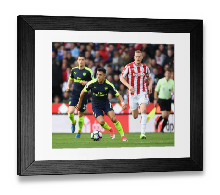 Framed Print : Alexis Sanchez Dashes Past Ryan Shawcross: Thrilling Moment from Stoke City vs. Arsenal, Premier League 2016-17 Framed Print : Alexis Sanchez Dashes Past Ryan Shawcross: Thrilling Moment from Stoke City vs. Arsenal, Premier League 2016-17