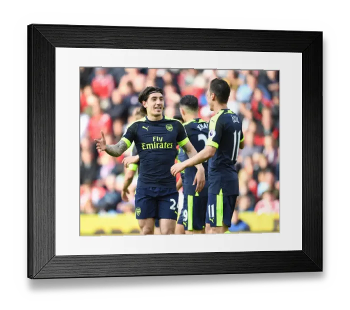 Framed Print : Arsenal Duo: Ozil and Bellerin Celebrate Goal Against Stoke City Framed Print : Arsenal Duo: Ozil and Bellerin Celebrate Goal Against Stoke City