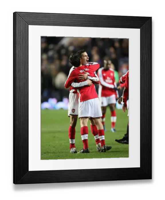 Framed Print : Victory Celebration: Robin van Persie and Samir Nasri, Arsenal Framed Print : Victory Celebration: Robin van Persie and Samir Nasri, Arsenal