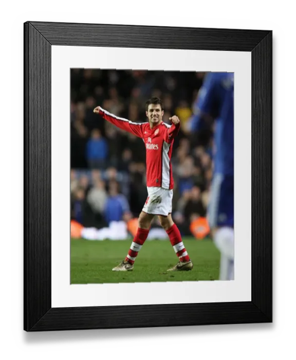 Framed Print : Arsenal captain Cesc Fabregas celebrates at the final whistle Framed Print : Arsenal captain Cesc Fabregas celebrates at the final whistle