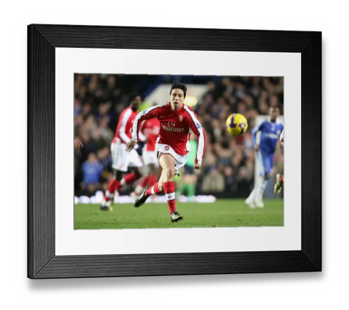 Framed Print : Samir Nasri: The Moment of Triumph at Stamford Bridge - Arsenal's 2:1 Victory over Chelsea, 2008