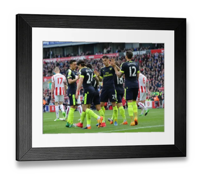 Framed Print : Celebrating a Goal: Olivier Giroud and Granit Xhaka (Stoke City vs. Arsenal, 2016-17)