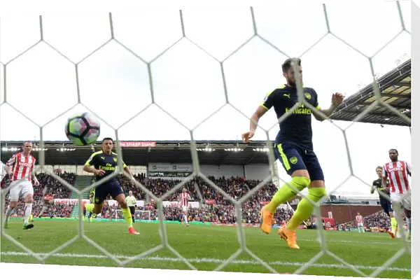 Olivier Giroud scores his and Arsenals 1st goal. Stoke City 1: 4 Arsenal. Premier League