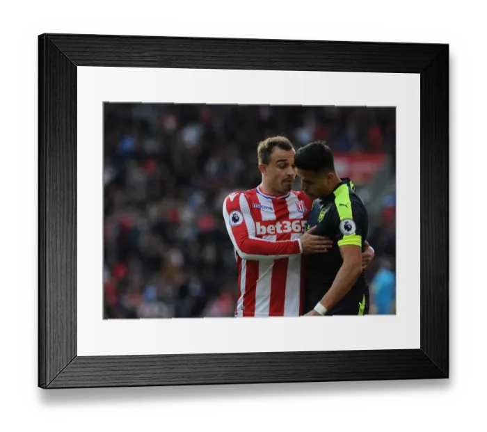 Framed Print : Sanchez and Shaqiri: A Moment of Respite Amidst Stoke vs. Arsenal Rivalry (2016-17) Framed Print : Sanchez and Shaqiri: A Moment of Respite Amidst Stoke vs. Arsenal Rivalry (2016-17)