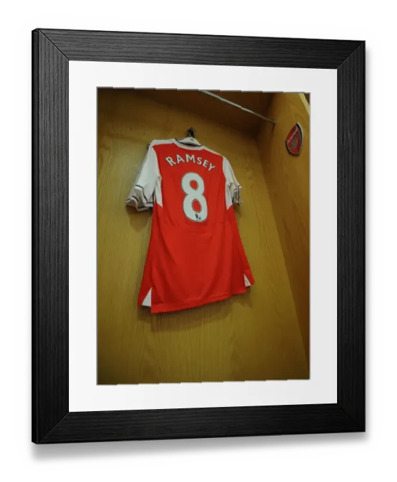 Framed Print : Aaron Ramsey's Arsenal Shirt in the Changing Room before Arsenal vs. Sunderland (2016-17)