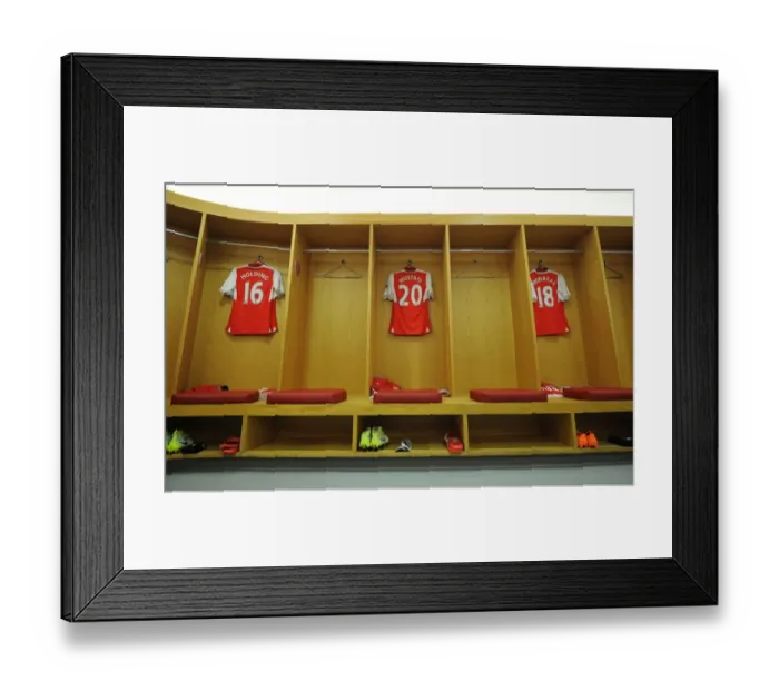 Framed Print : Arsenal's Defenders: Holding, Mustafi, Monreal - Pre-Match Huddle (Arsenal v Sunderland, 2016-17)
