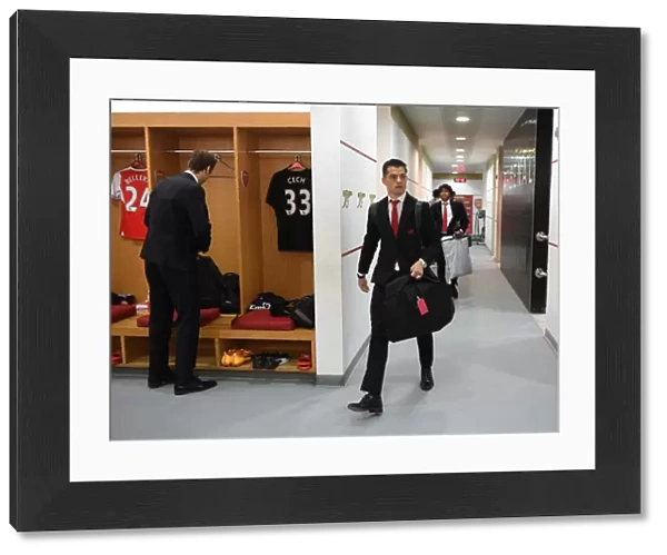 Arsenal's Granit Xhaka in the Home Changing Room before Arsenal vs Everton (2016-17)