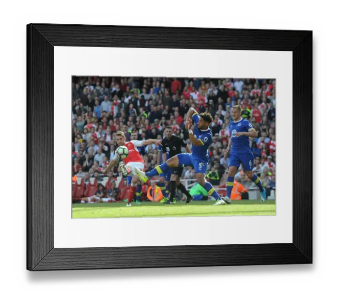 Framed Print : Aaron Ramsey Scores Dramatic Third Goal Against Everton in 2016-17 Premier League Clash