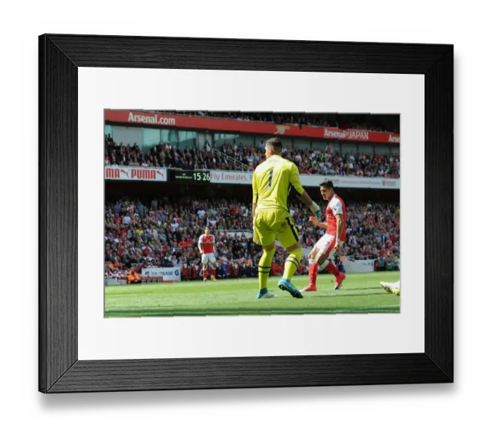 Framed Print : Alexis Sanchez Scores Arsenal's Second Goal Against Everton (2016-17)