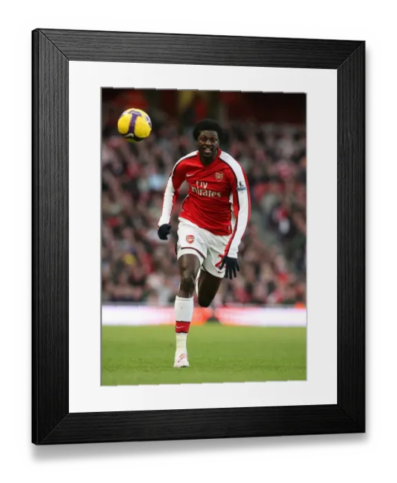 Framed Print : Emmanual Adebayor Scores the Winner: Arsenal 1-0 Wigan, Barclays Premier League, Emirates Stadium, London, December 2008