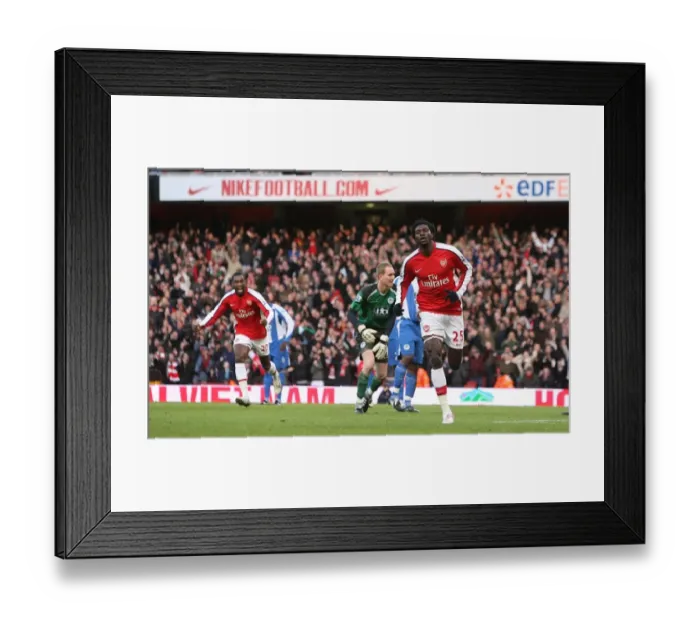 Framed Print : Adebayor's Thrilling Goal: Arsenal's 1-0 Victory Over Wigan, December 2008 Framed Print : Adebayor's Thrilling Goal: Arsenal's 1-0 Victory Over Wigan, December 2008