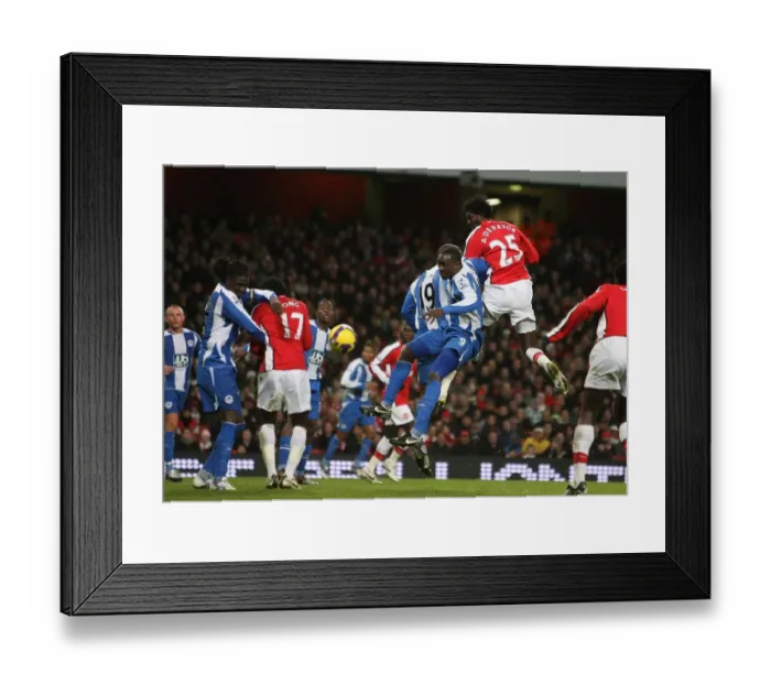 Framed Print : Emmanual Adebayor (Arsenal) Emile Heskey (Wigan) Framed Print : Emmanual Adebayor (Arsenal) Emile Heskey (Wigan)