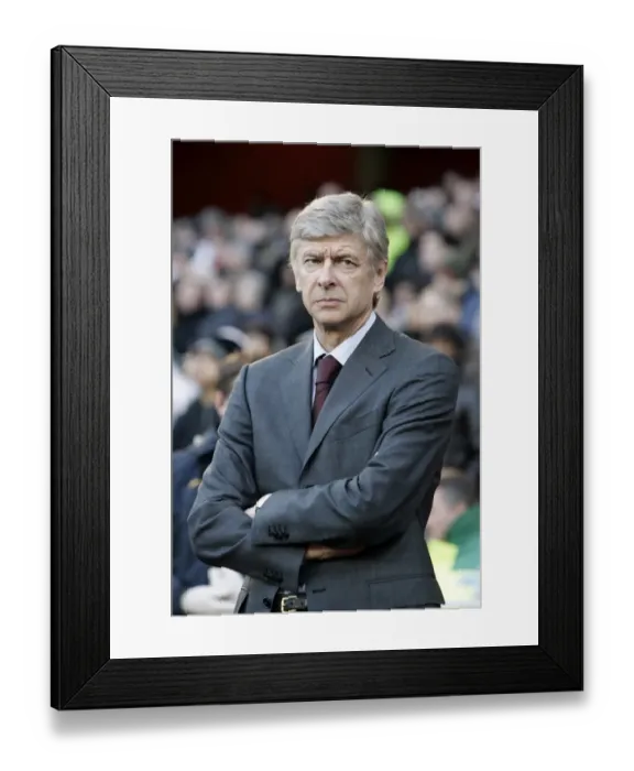 Framed Print : Arsene Wenger Celebrates Arsenal's 1-0 Victory Over Wigan Athletic (December 6, 2008), Barclays Premier League, Emirages Stadium
