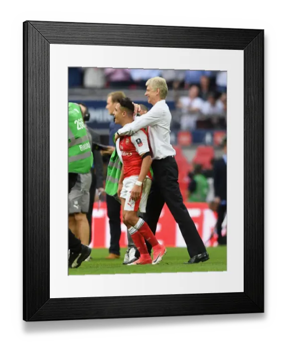 Framed Print : Arsene Wenger and Alexis Sanchez Celebrate Arsenal's FA Cup Victory over Chelsea