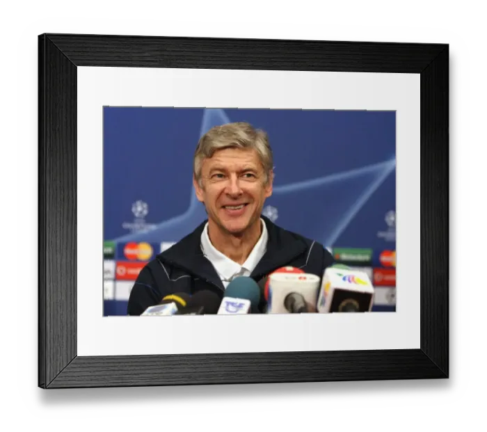 Framed Print : Arsene Wenger at Arsenal Press Conference Ahead of FC Porto Showdown, UEFA Champions League, 2008