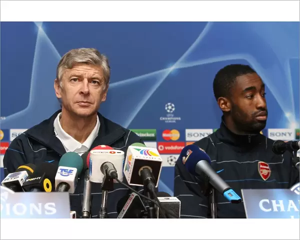 Arsenal manager Arsene Wenger and defender Johan Djourou