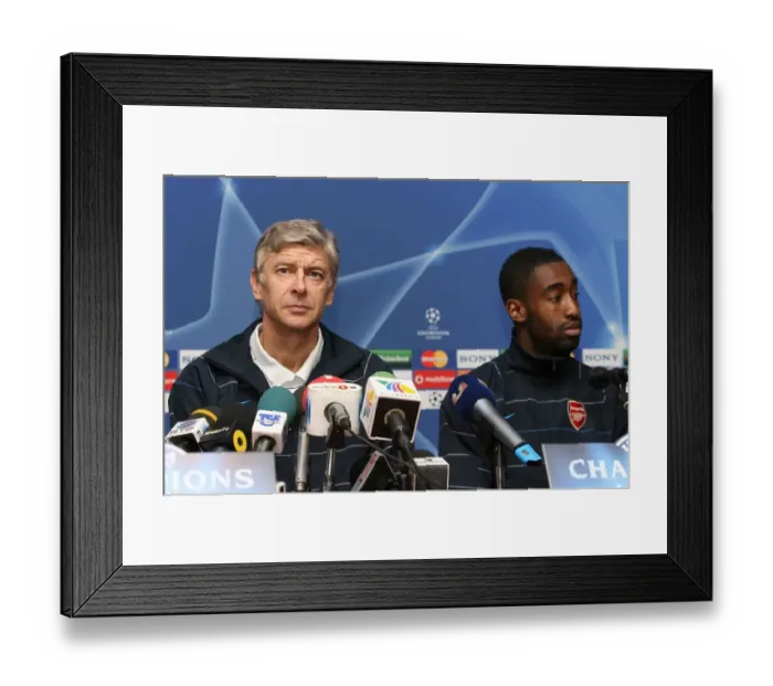 Framed Print : Arsenal manager Arsene Wenger and defender Johan Djourou Framed Print : Arsenal manager Arsene Wenger and defender Johan Djourou