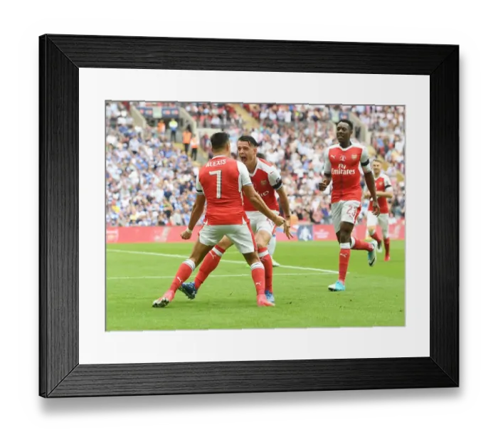 Framed Print : Arsenal's Triumph: Sanchez, Welbeck, Xhaka Celebrate FA Cup Final Victory over Chelsea Framed Print : Arsenal's Triumph: Sanchez, Welbeck, Xhaka Celebrate FA Cup Final Victory over Chelsea