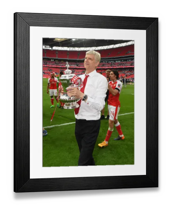 Framed Print : Arsene Wenger and Arsenal's FA Cup Victory over Chelsea (2017) - Arsene Wenger Holds the FA Cup Trophy Framed Print : Arsene Wenger and Arsenal's FA Cup Victory over Chelsea (2017) - Arsene Wenger Holds the FA Cup Trophy