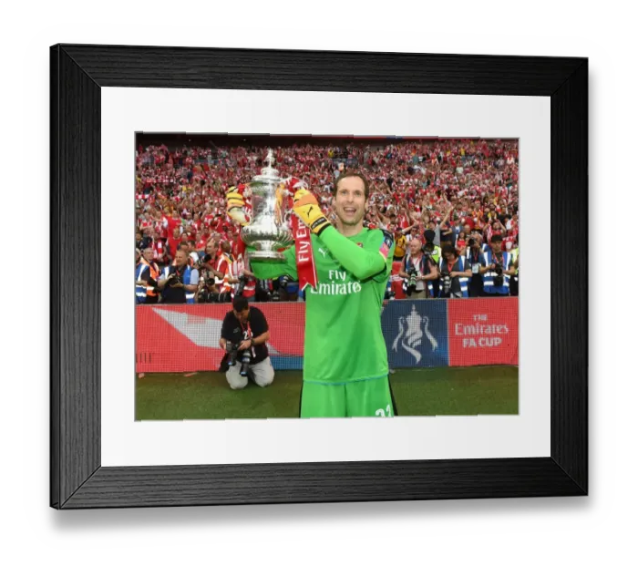 Framed Print : Arsenal's FA Cup Victory: Petr Cech Lifts the Trophy over Chelsea (2017)