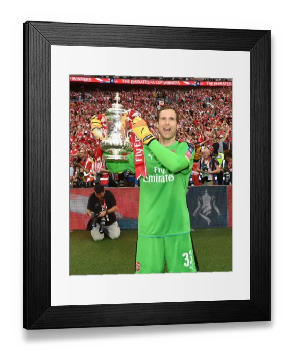 Framed Print : Arsenal's Petr Cech Lifts FA Cup after Arsenal v Chelsea Final Victory Framed Print : Arsenal's Petr Cech Lifts FA Cup after Arsenal v Chelsea Final Victory