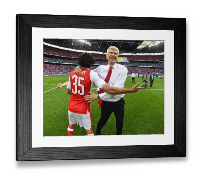 Framed Print : Arsene Wenger and Mohamed Elneny Celebrate Arsenal's FA Cup Victory over Chelsea