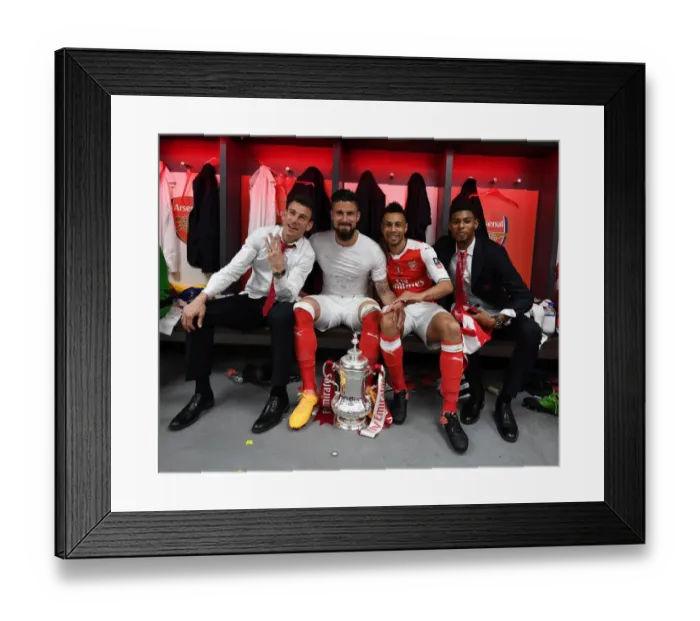 Framed Print : Arsenal's Victory Celebration: Koscielny, Coquelin, Giroud, Reine-Adelaide (FA Cup Final 2017)