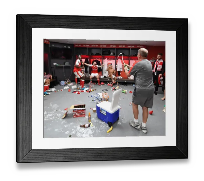Framed Print : Arsenal's Victory Celebration: Vic Akers Sprays Champagne on Danny Welbeck and Granit Xhaka (FA Cup Final 2017) Framed Print : Arsenal's Victory Celebration: Vic Akers Sprays Champagne on Danny Welbeck and Granit Xhaka (FA Cup Final 2017)