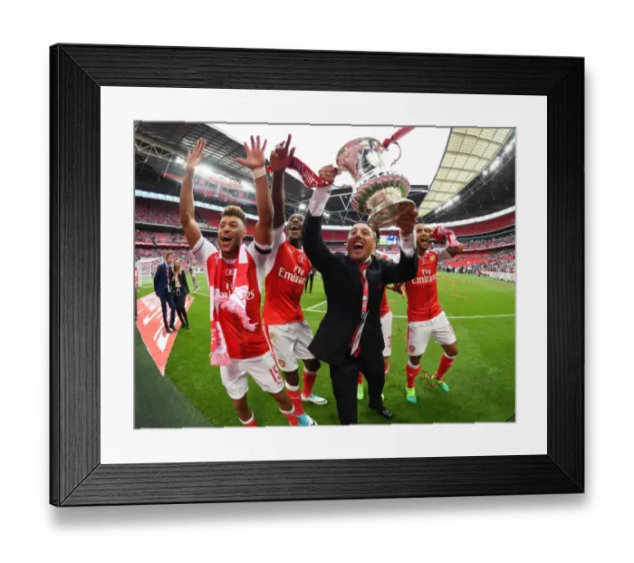 Framed Print : Arsenal's Triumph: Oxlade-Chamberlain, Welbeck, and Cazorla Celebrate FA Cup Victory Framed Print : Arsenal's Triumph: Oxlade-Chamberlain, Welbeck, and Cazorla Celebrate FA Cup Victory