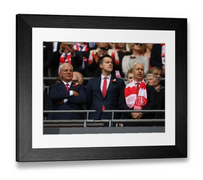 Framed Print : Arsenal FC: Chips Keswick, Josh Kroenke, and Ivan Gazidis at the FA Cup Final vs Chelsea, 2017