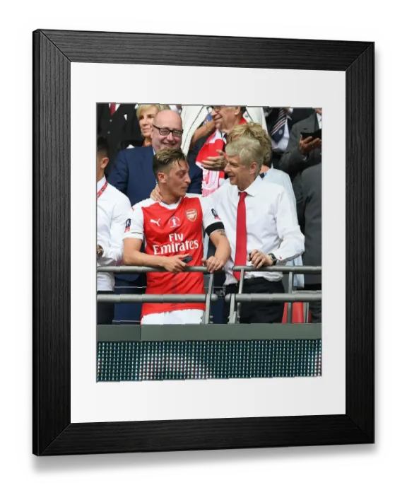 Framed Print : Arsene Wenger and Mesut Ozil Celebrate Arsenal's FA Cup Victory over Chelsea