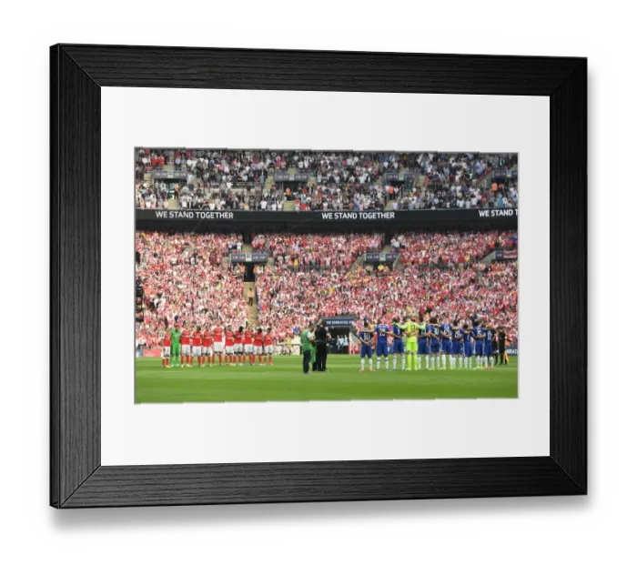 Framed Print : Arsenal and Chelsea in the FA Cup Final: A Moment of Silence at Wembley Stadium Framed Print : Arsenal and Chelsea in the FA Cup Final: A Moment of Silence at Wembley Stadium