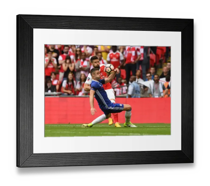 Framed Print : Arsenal's Olivier Giroud Faces Off Against Chelsea's Gary Cahill in FA Cup Final Showdown
