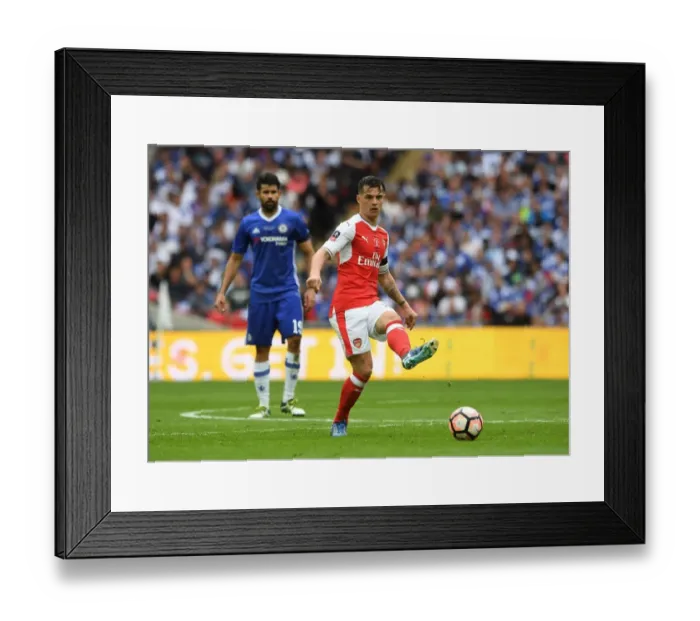 Framed Print : Granit Xhaka at the FA Cup Final: Arsenal vs. Chelsea, 2017