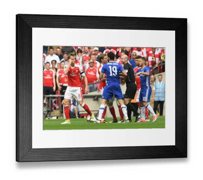 Framed Print : Arsenal's Rob Holding Faces Off Against Diego Costa in FA Cup Final Showdown Framed Print : Arsenal's Rob Holding Faces Off Against Diego Costa in FA Cup Final Showdown