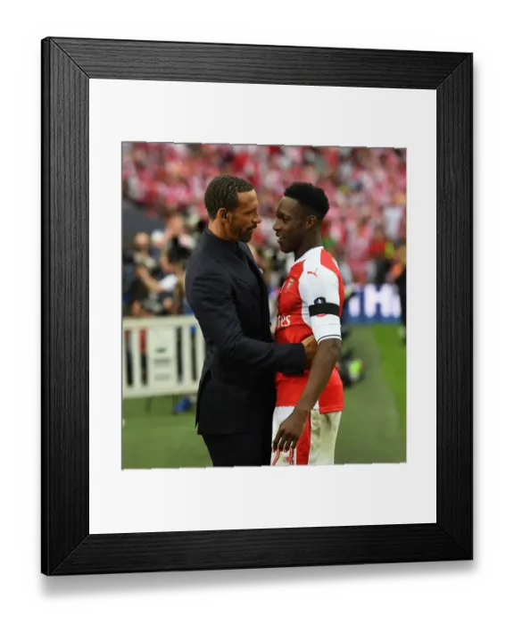 Framed Print : Arsenal's Danny Welbeck and Rio Ferdinand Share a Moment after FA Cup Final Victory