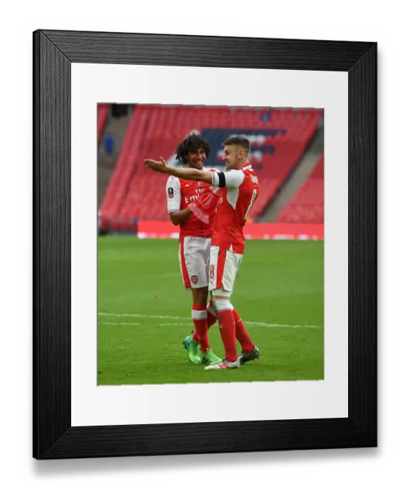 Framed Print : Arsenal's Ramsey and Elneny Celebrate FA Cup Victory over Chelsea