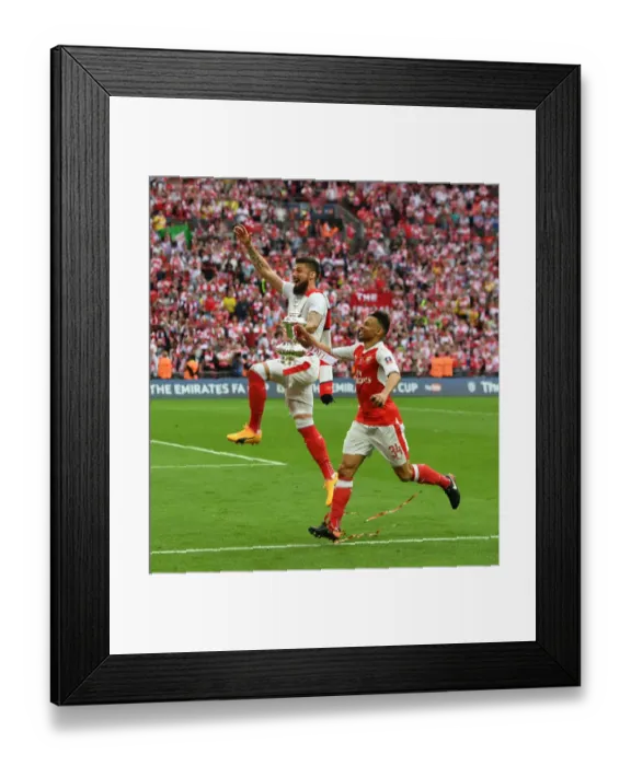 Framed Print : Arsenal's Olivier Giroud and Francis Coquelin Celebrate FA Cup Victory over Chelsea