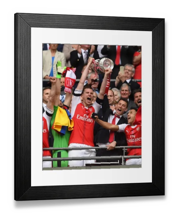 Framed Print : Per Mertesacker and Laurent Koscielny (Arsenal) lift the FA Cup. Arsenal 2: 1 Chelsea Framed Print : Per Mertesacker and Laurent Koscielny (Arsenal) lift the FA Cup. Arsenal 2: 1 Chelsea