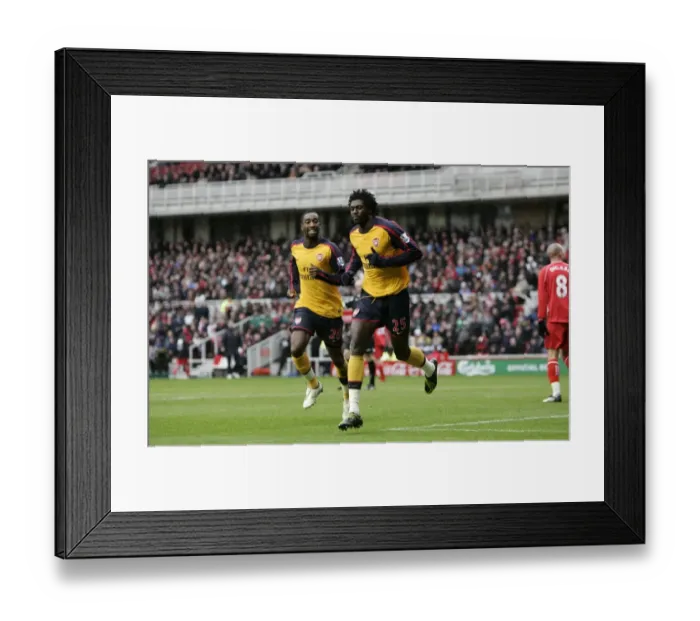 Framed Print : Adebayor and Djourou's Unforgettable Goal Celebration: Arsenal's 1-1 Draw against Middlesbrough (December 2008) Framed Print : Adebayor and Djourou's Unforgettable Goal Celebration: Arsenal's 1-1 Draw against Middlesbrough (December 2008)
