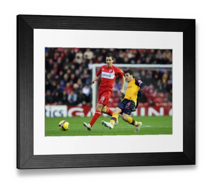 Framed Print : Fabregas vs. Downing: 1:1 Stalemate in the Barclays Premier League at Riverside Stadium, December 2008