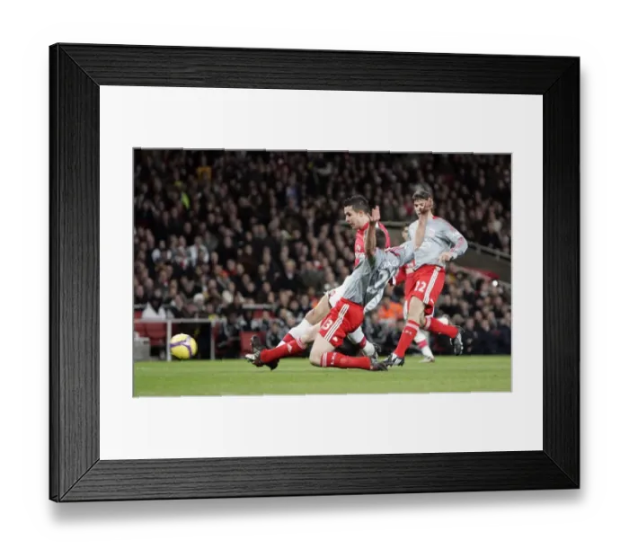 Framed Print : Robin van Persie scores Arsenals goal under pressure Framed Print : Robin van Persie scores Arsenals goal under pressure
