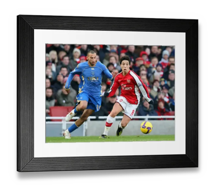 Framed Print : Samir Nasri (Arsenal) Nadir Belhadj (Portsmouth)