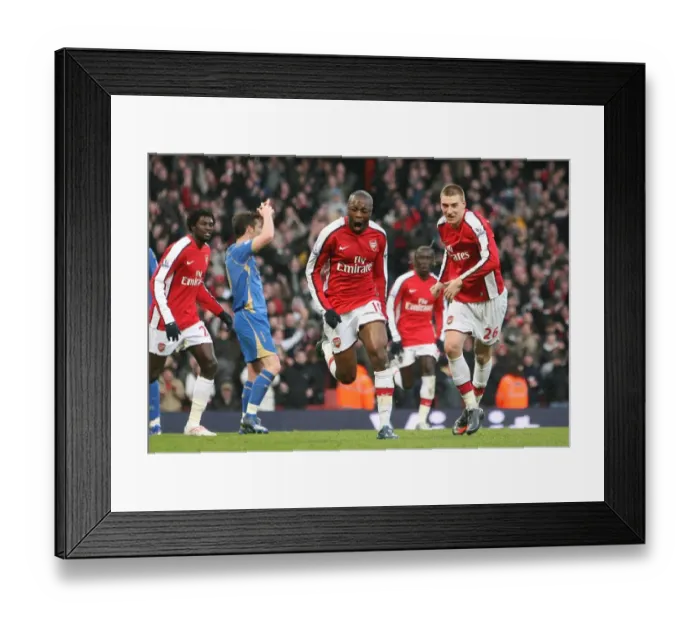 Framed Print : Gallas and Bendtner: Arsenal's Unforgettable Goal Celebration vs. Portsmouth (1:0), December 2008 Framed Print : Gallas and Bendtner: Arsenal's Unforgettable Goal Celebration vs. Portsmouth (1:0), December 2008