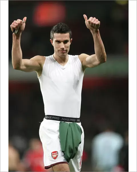 Robin van Persie celebrates at the end of the match