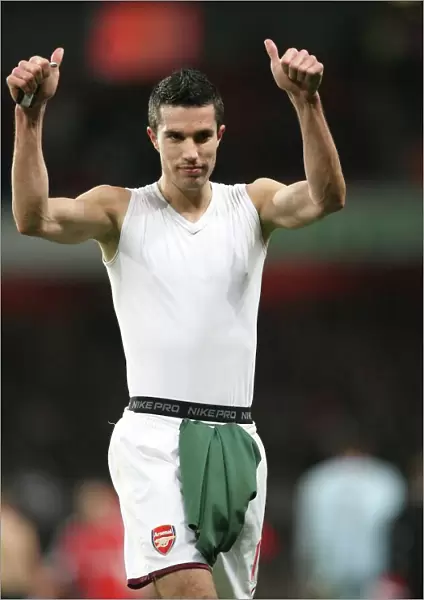 Robin van Persie celebrates at the end of the match