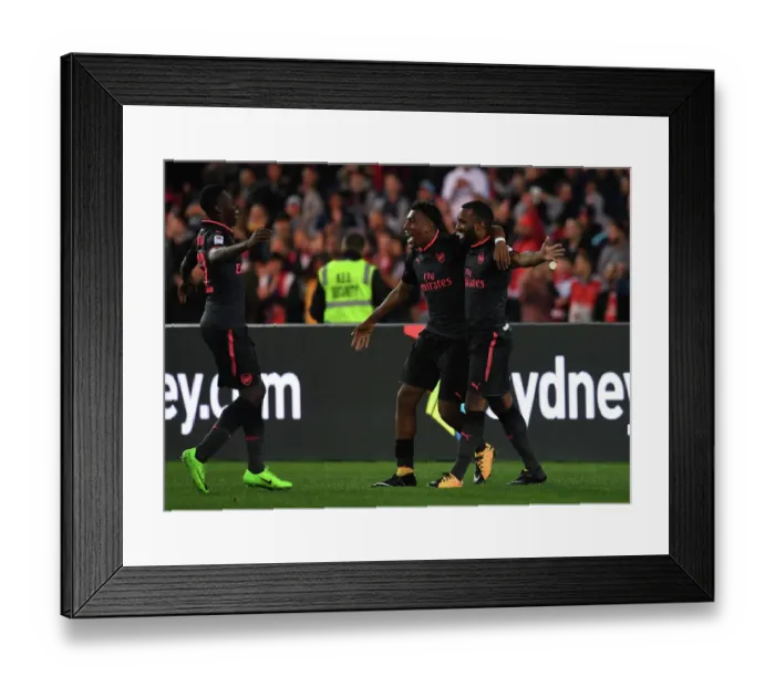 Framed Print : Arsenal's Lacazette, Iwobi, and Nketiah Celebrate Goals Against Sydney FC Framed Print : Arsenal's Lacazette, Iwobi, and Nketiah Celebrate Goals Against Sydney FC